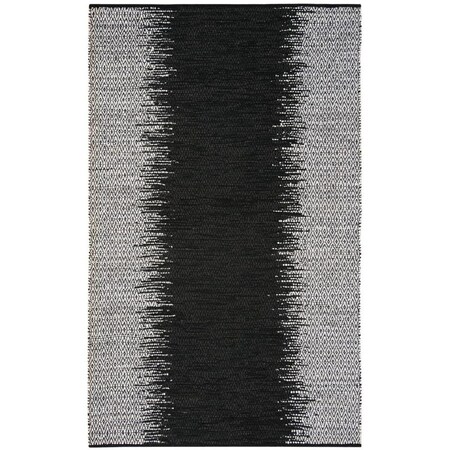 Flowers First 6 x 9 ft. Vintage Leather Hand Woven Rug Light Grey & Black - Medium Rectangle FL2115297